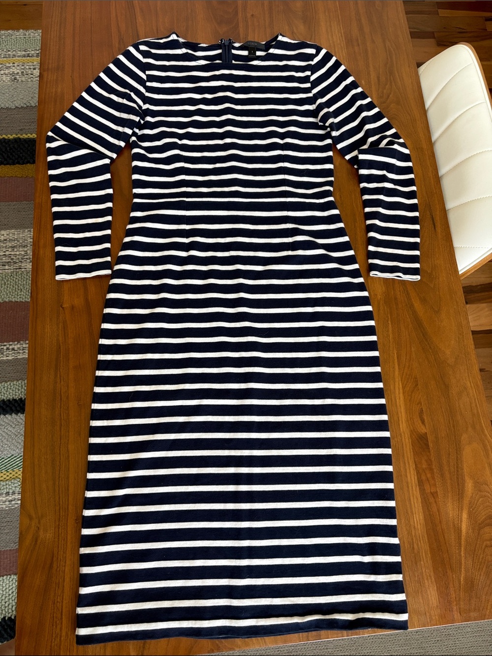 J. Crew Long Sleeve Striped Sheath Midi Dress Women’s Size 2 - Picture 4 of 8